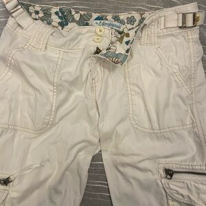 Aeropostale White Pants with Blue Floral Detail